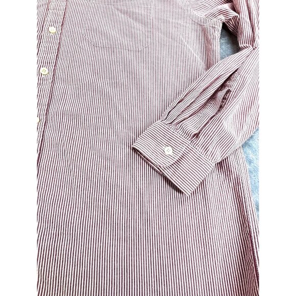 L.L. Bean Seersucker Shirt Mens L Tall  Red & White Striped Button-Down - Picture 1 of 7